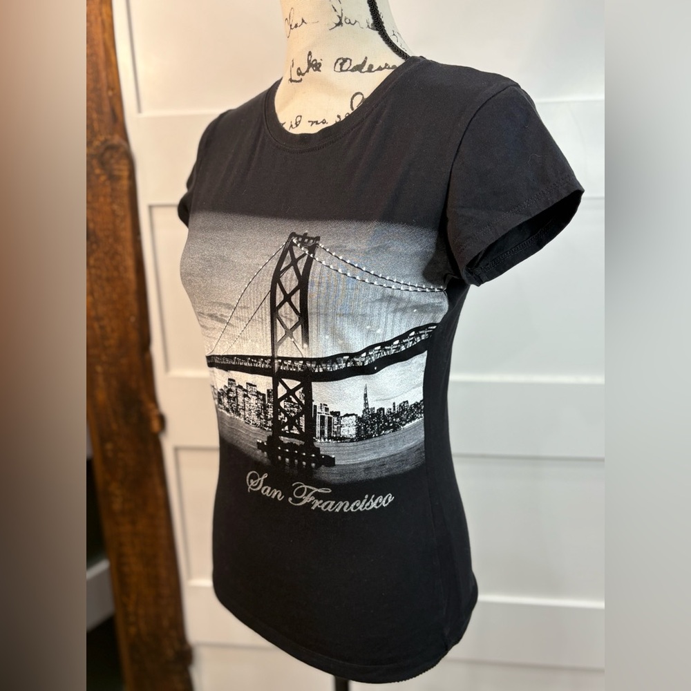 Zette San Francisco Graphic Tee L Black Stretch Cotton Blend T-Shirt Unisex - Picture 3 of 7
